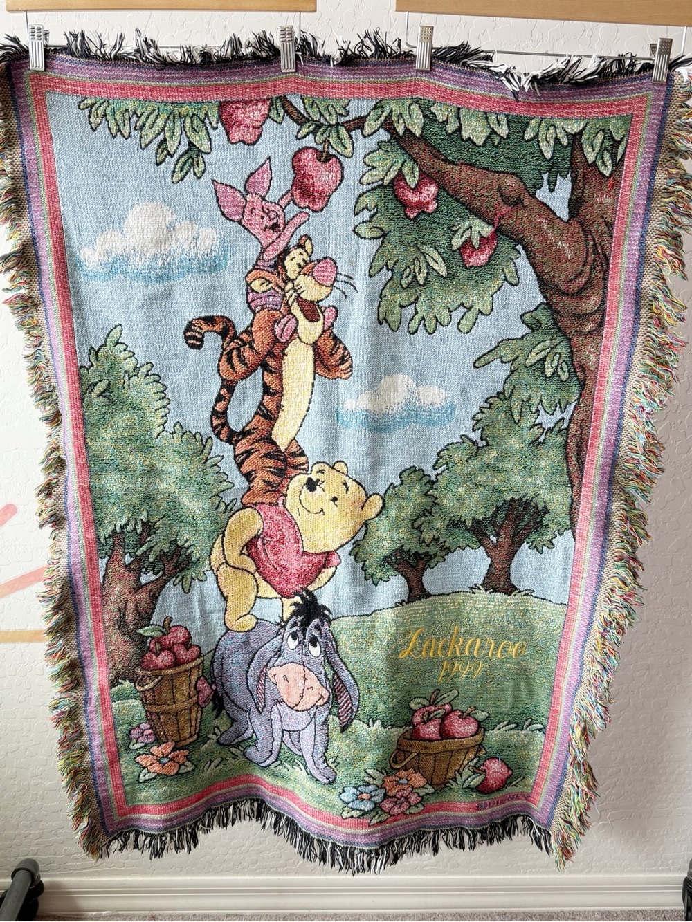 Vintage Winnie The Pooh Tapestry Throw Blanket (Personalized)
